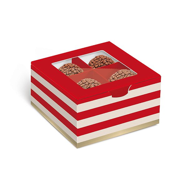 Caixa Para 4 Brigadeiros Hit Vermelha 8,5x8,5x4,5cm - 10 Un