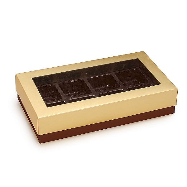 Caixa Para Bombom Garbo Ouro Fosco 17,5x9,7x3,5cm - 10 Un