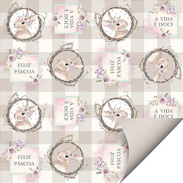Folha Páscoa Double Face Coelha Serena Bege 69X89 - 25 Un