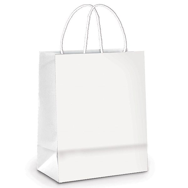 Sacola Papel Branco M 26X19,5X9,5 - 10 Un
