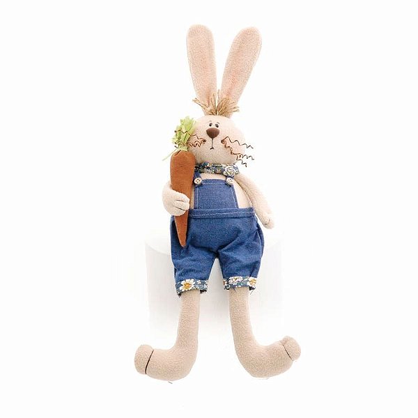Coelhos Decorativo Sentado Bege e Azul 45x15x11 - 2 Un