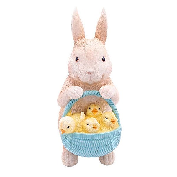 Coelho Decorativo com Cesta De Pássaros 24x10x16 - 1 Un
