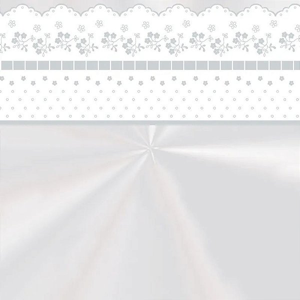 Saco Transparente 60X75 Bordado Inglês Branco Barrado - 25 Un