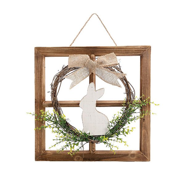 Quadro Decorativo Janela com Guirlanda 46x46x6cm
