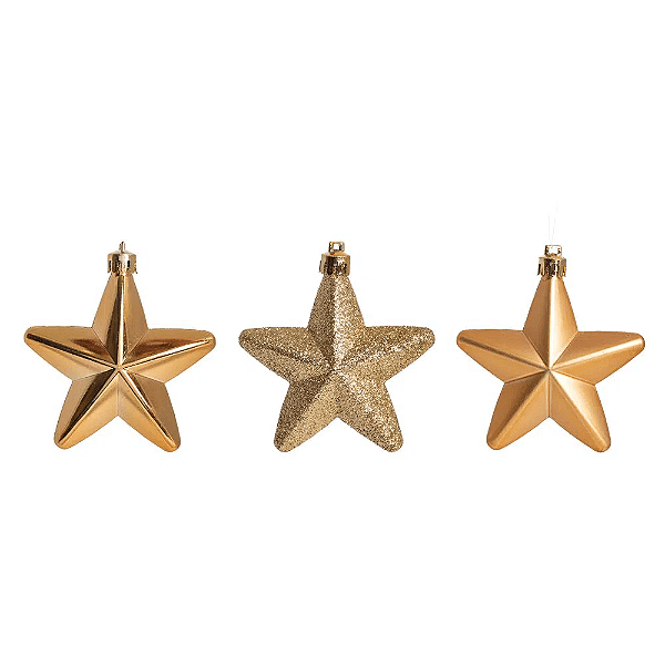 Enfeite para Pendurar Estrela Ouro - 6 Un