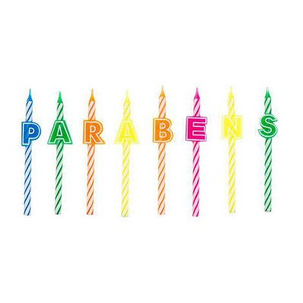 Vela Parabéns Neon - V168 - 8 Un
