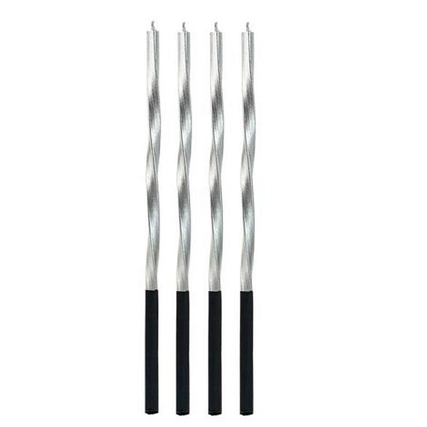 Vela Metalizada Torcida Prata 15cm - V182 - 4 Un