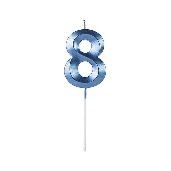 Vela Design Azul Perolizada Número 8 - VAA08