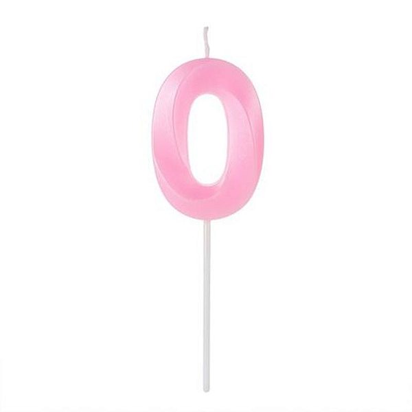 Vela Design Rosa Perolizada Número 0 - VAR00