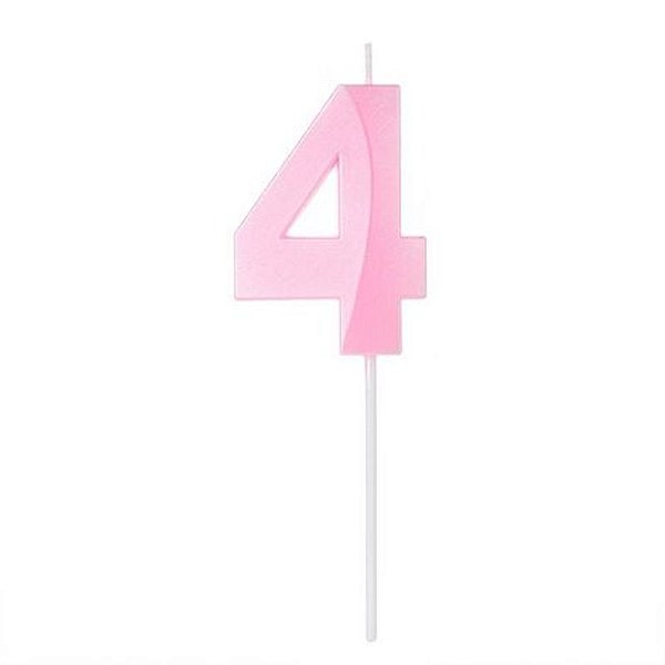 Vela Design Rosa Perolizada Número 4 - VAR04