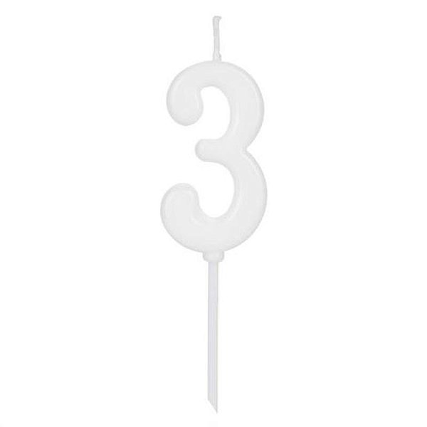 Vela Pick Branca Número 3 - VCB03