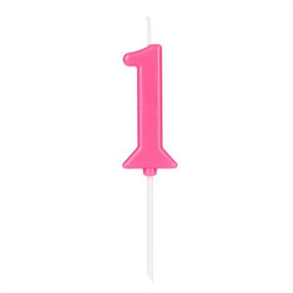 Vela Pick Rosa Número 1 - VCR01