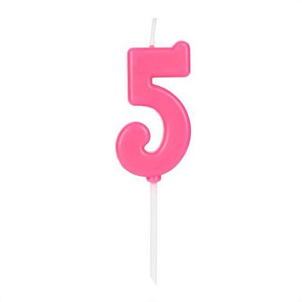 Vela Pick Rosa Número 5 - VCR05