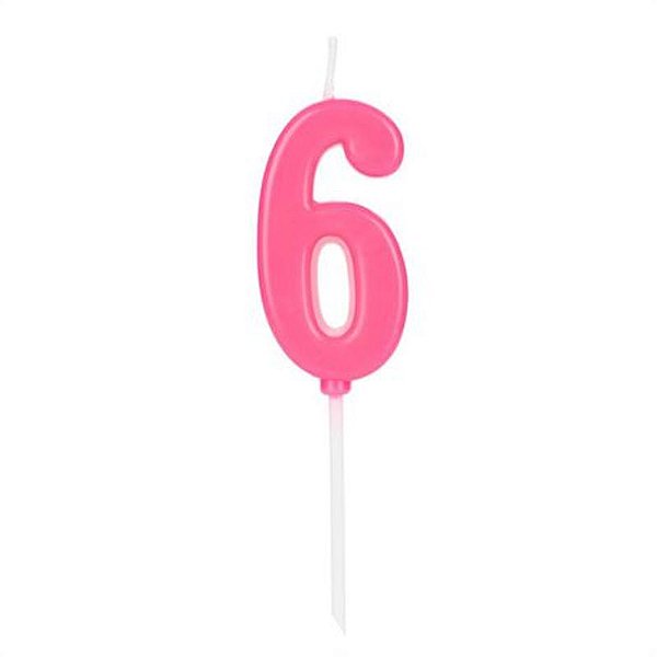 Vela Pick Rosa Número 6 - VCR06