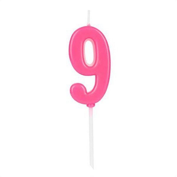 Vela Pick Rosa Número 9 - VCR09