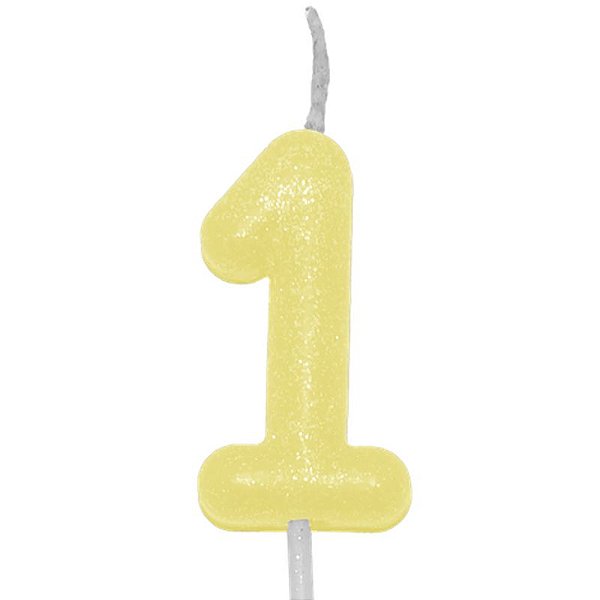 Vela Candy Color Amarelo Número 1 - VES01