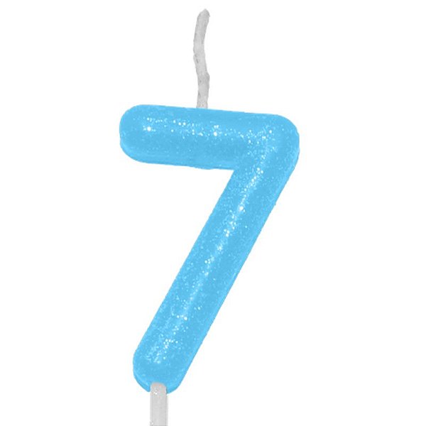 Vela Candy Color Azul Número 7 - VEU07