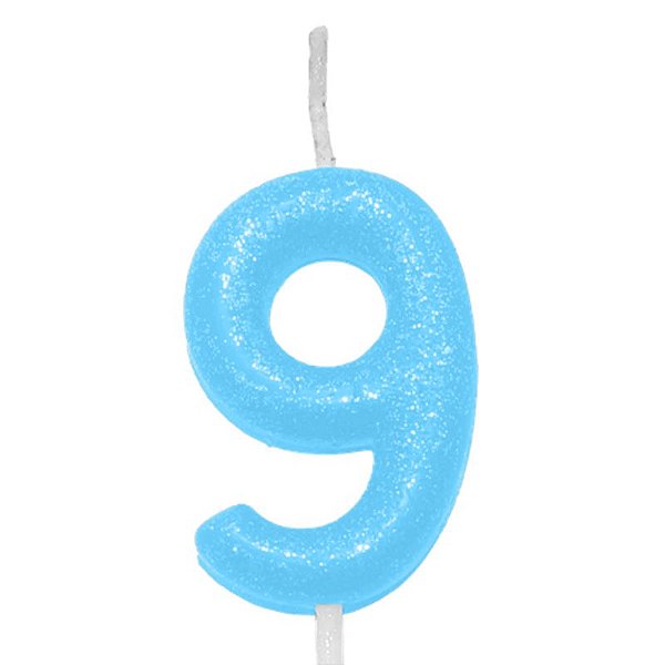 Vela Candy Color Azul Número 9 - VEU09