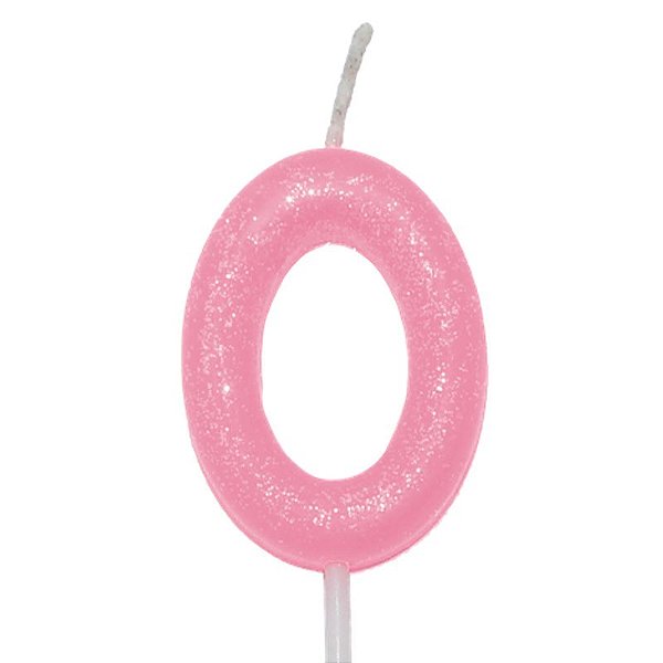 Vela Candy Color Rosa Número 0 - VEX00