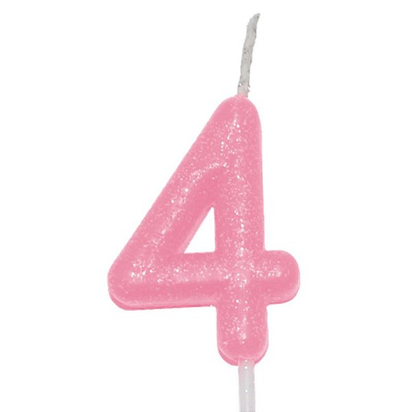 Vela Candy Color Rosa Número 4 - VEX04