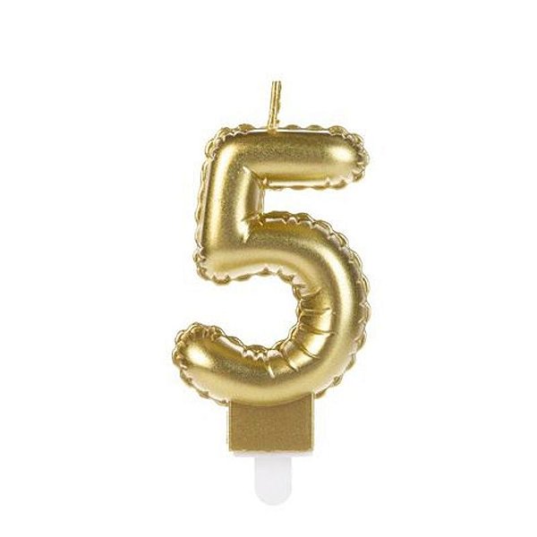 Vela Balão Dourada Número 5 - VOD05