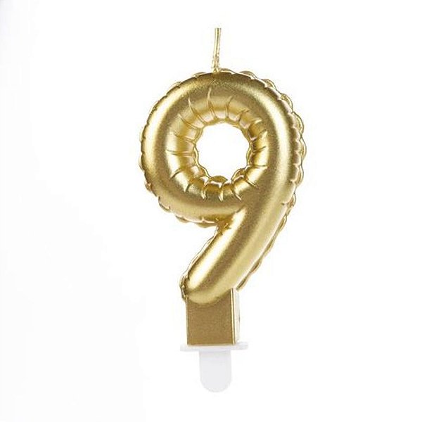 Vela Balão Dourada Número 9 - VOD09