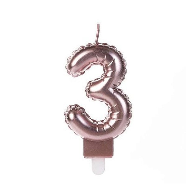 Vela Balão Rose Gold Número 3 - VOO03
