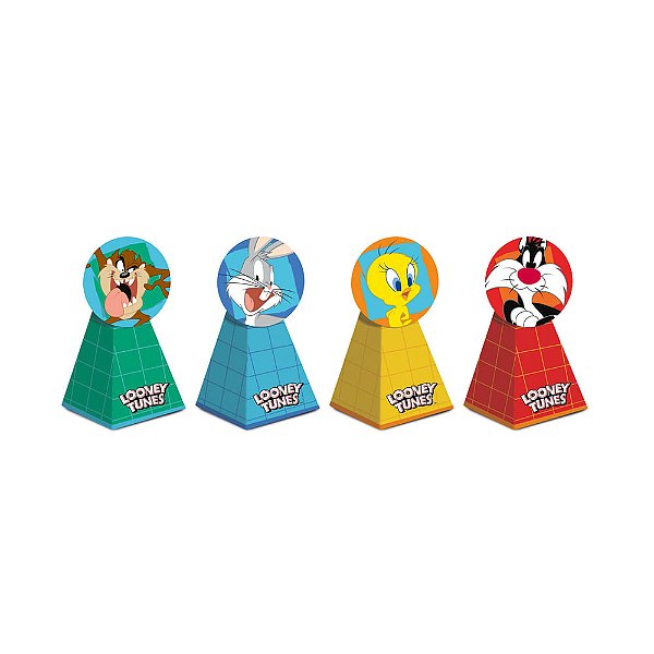 Caixa Cone com Aplique Looney Tunes Sortido 6,5x6,5x12,5cm - 8 Un