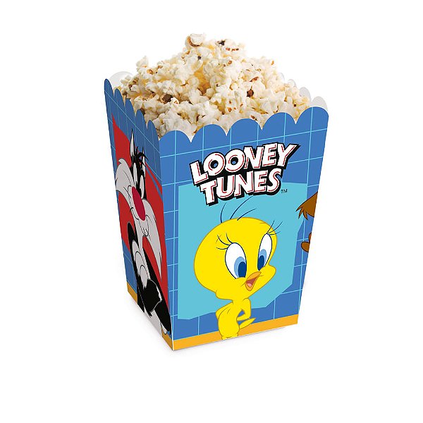 Caixa para Pipoca PP Looney Tunes 5,5x5,5x9cm - 10 Un
