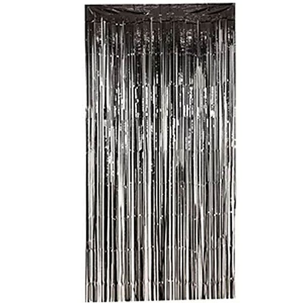 Cortina Decorativa Metalizada Preta - 100x200cm