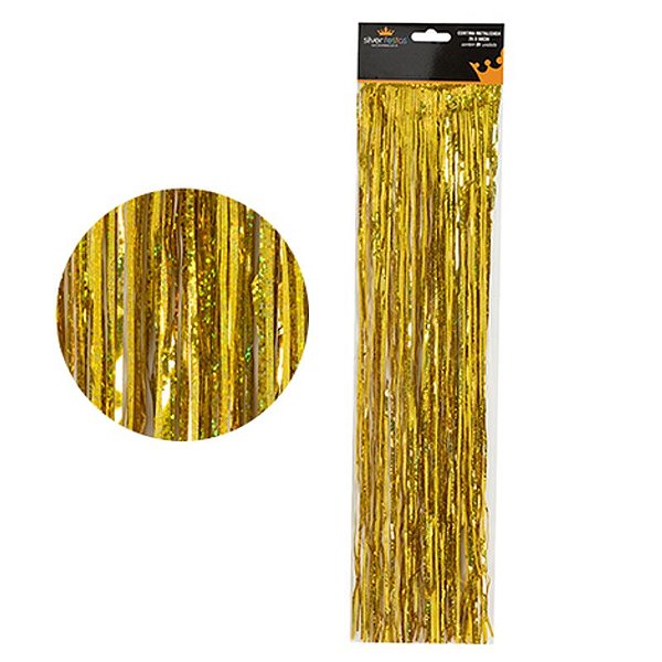 Cortina Metalizada com Glitter Dourada 25X50cm