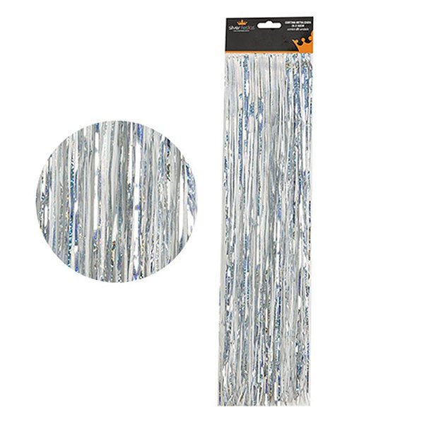 Cortina Metalizada com Glitter Prata 25X50cm