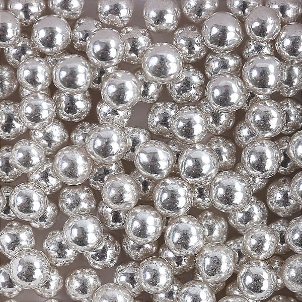Confeito Sugar Beads Perolizados Prata 6mm 100G