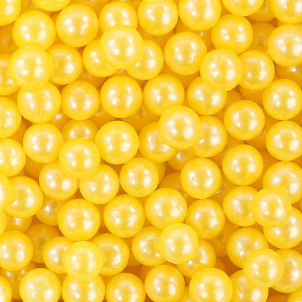 Confeito Sugar Beads Perolizados Amarelo 6mm 100G