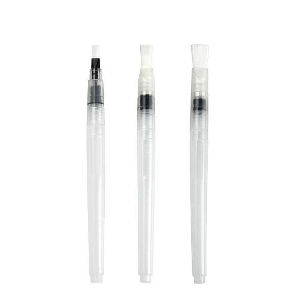 Pincel Caneta com Reservatório 15cm - Chanfrado P Preto e Transpatente - 3 Un - Cromus Allonsy