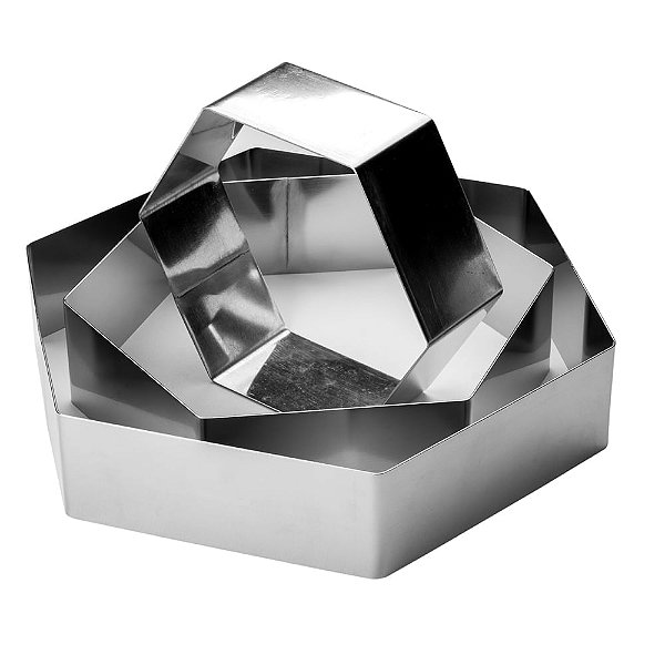 Molde e Cortador Aço Inox Hexag 25,5X22X5cm - Fixo - Cromus Allonsy
