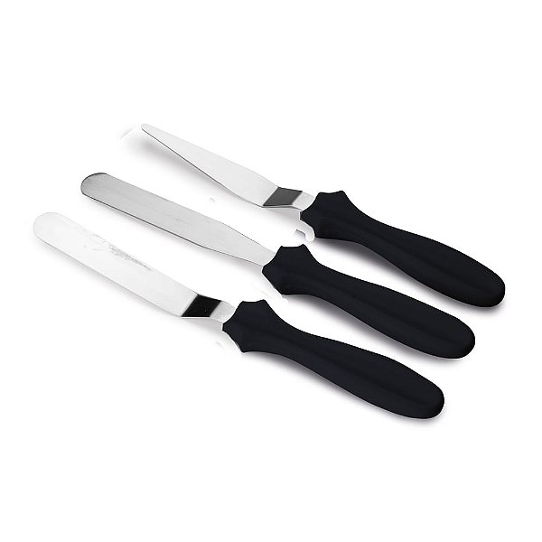 Mini Espátulas Alisadora - Aço Inox Preto - 3 Un - Cromus Allonsy