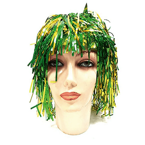 Peruca Metalizada Verde e Amarelo