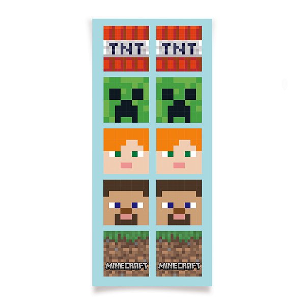 Adesivo Quadrado Minecraft 10X23 - 30 Un