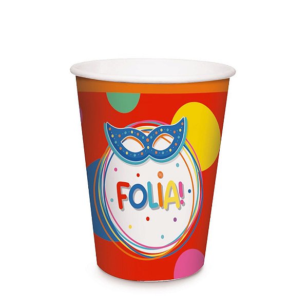 Copo Papel Carnaval 240ml - 8 Un
