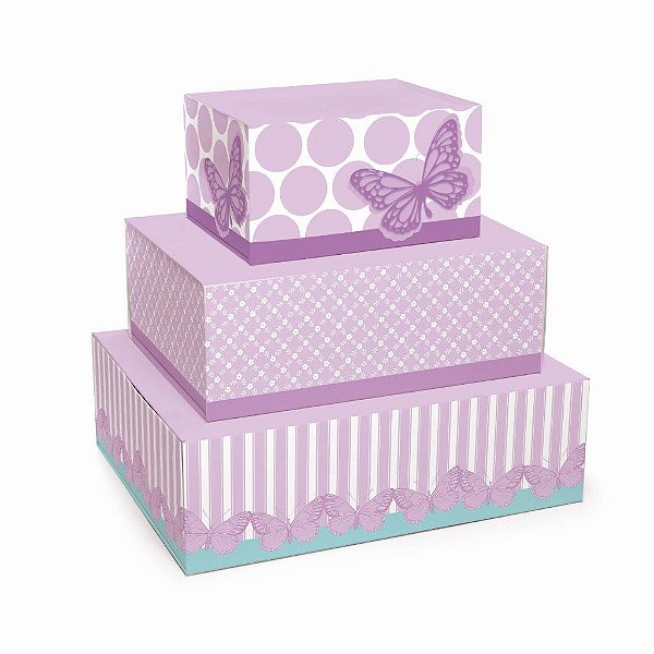Caixa Para Bolo Jardim das Borboletas 31x24,5x29,5cm - 1 Un