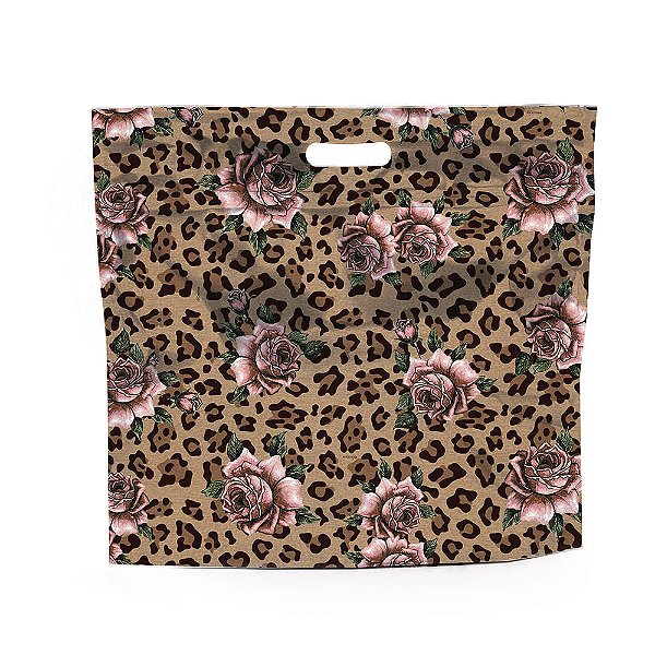Sacola Laminada com Ziper Leopardo 32X40