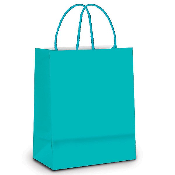 Sacola Laminada Turquesa Metal Fosco P 21,5X15X8