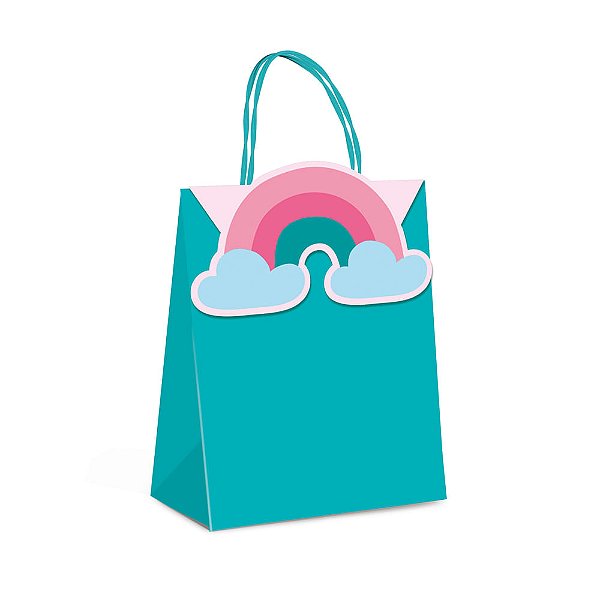 Sacola Papel com Fecha Arco Iris P 21,5X15X8