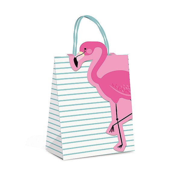 Sacola Papel com Fecha Flamingo P 21,5X15X8