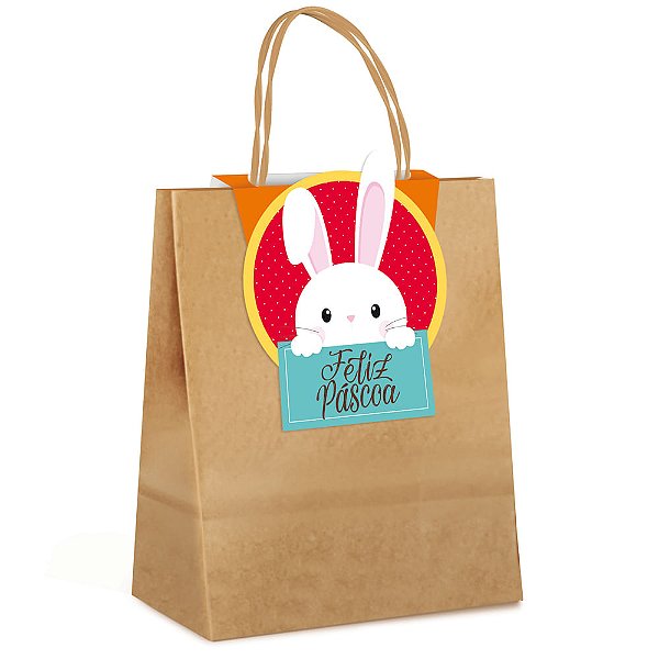 Sacola Papel com Fecha Páscoa Adoleta P 21,5X15X8