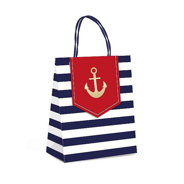 Sacola Papel com Fechamento Nautica P 21,5X15X8