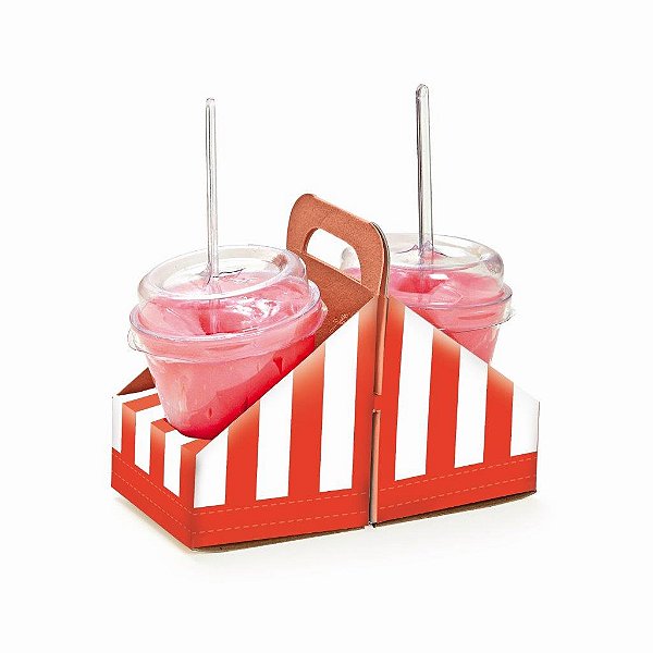 Suporte Copinho para Doces Listras Vermelho - 8 Un