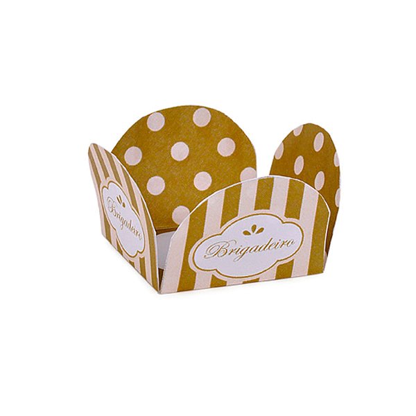 Forminha para Doce Brigadeiro Marfim/Ouro - 50 Un