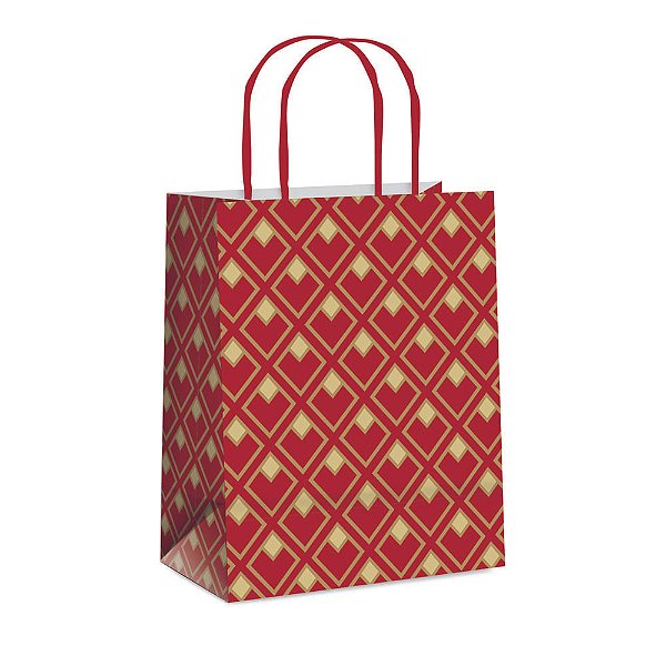 Sacola Papel Jour Vermelha/Ou G 32X26,5X13